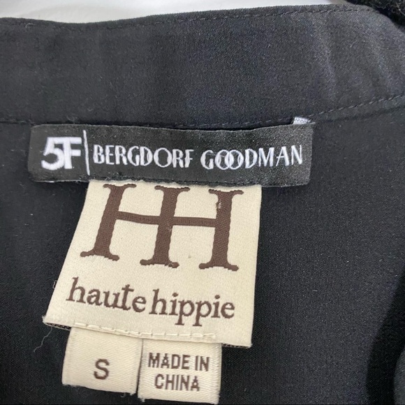 Haute Hippie Popover Silk Tunic Dress Womens Small Black - Picture 2 of 6